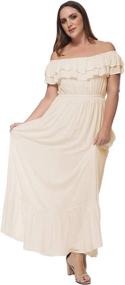 img 2 attached to Anna Kaci Womens Bohemian Shoulder Stretchy Women's Clothing : Dresses