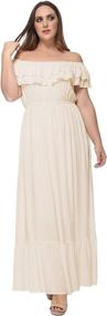 img 4 attached to Anna Kaci Womens Bohemian Shoulder Stretchy Women's Clothing : Dresses