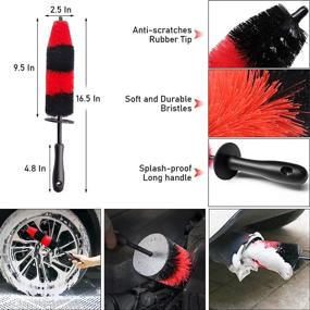 img 1 attached to 🚗 Jaronx 15-Piece Car Wheel & Tire Brush Set, 17" Long Handle Rim Wheel Brush, Short Handle Wheel Brush, Detailing Brushes, Wash Mitt, Vent Duster, Wax Applicator Pads, Washing Towels, Wire Brushes