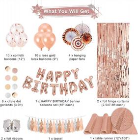 img 3 attached to Complete Rose Gold Birthday Party Decor Set For Girls Or Women - Includes Glitter Table Runner, Happy Birthday Banner, Fringe Curtains, Circle Dots Garland, Silver Ribbons, And Rose Gold Balloons