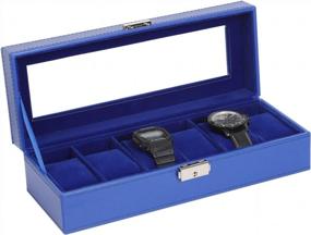img 4 attached to Stylish And Practical: NEX 6-Slot Leather Watch Display Box For Fashionable Jewelry Storage