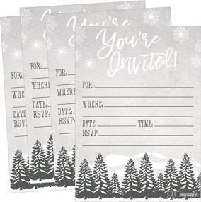 img 4 attached to 🎄 Woodland Christmas Holiday Invitations: Snowflake Winter Party Invite with Rustic Adult and Kids Birthday Festive Event Themed Cards