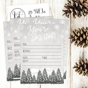 img 3 attached to 🎄 Woodland Christmas Holiday Invitations: Snowflake Winter Party Invite with Rustic Adult and Kids Birthday Festive Event Themed Cards