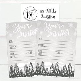 img 2 attached to 🎄 Woodland Christmas Holiday Invitations: Snowflake Winter Party Invite with Rustic Adult and Kids Birthday Festive Event Themed Cards