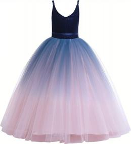 img 4 attached to Long Lace Flower Girls Bridesmaid Dress: A-Line Pageant & Party Gown With Tulle Skirt For Weddings