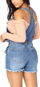 img 2 attached to LookbookStore Women'S Ripped Denim Bib Overall Shorts Raw Hem Shortall Jeans