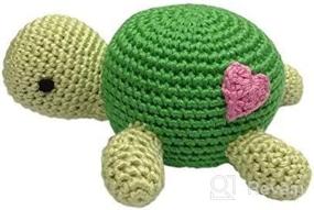 img 4 attached to Cheengoo Organic Hand Crocheted Turtle Rattle: A Safe and Stimulating Toy for Infants