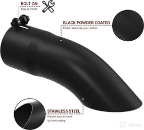 img 1 attached to 🚀 IFOKA 2.5" Inlet Black Exhaust Tip with Turn Down Design - Stainless Steel Powder Coated Finish, 9" Long, Bolt On Extension for Diesel Tailpipe