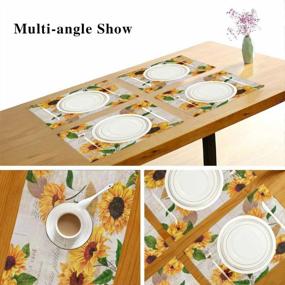 img 1 attached to Set Of 4 Watercolor Sunflower Placemats Table Mats For Kitchen Dining Yellow Flower Double Sided Tablemats Place Mats Farmhouse Decor For Holiday Wedding Party Home Decoration