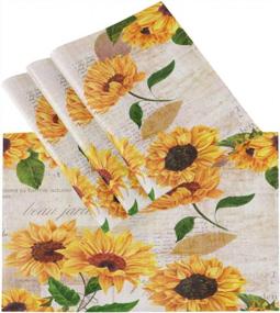 img 2 attached to Set Of 4 Watercolor Sunflower Placemats Table Mats For Kitchen Dining Yellow Flower Double Sided Tablemats Place Mats Farmhouse Decor For Holiday Wedding Party Home Decoration