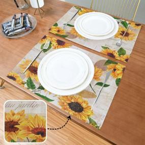 img 3 attached to Set Of 4 Watercolor Sunflower Placemats Table Mats For Kitchen Dining Yellow Flower Double Sided Tablemats Place Mats Farmhouse Decor For Holiday Wedding Party Home Decoration