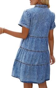img 1 attached to Женское джинсовое платье Babydoll с короткими рукавами, пуговицами спереди и струящейся многоуровневой юбкой