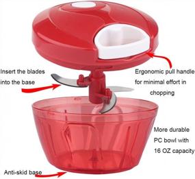 img 3 attached to Manual Food Chopper Processor - Hand Pull Portable Vegetable Fruits Nuts Onions Cutter, 2 Cup BPA Free