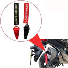 img 4 attached to 🏍️ 2 упаковки 0.6"-1.5" Резиновые заглушки глушителя выхлопных газов для мотоцикла и дорожного мотоцикла 2 такта со стриммером - Удалить перед запуском двигателя - Квадроцикл ATV