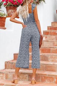 img 2 attached to Boho Floral Jumpsuit With Ruffle Sleeves, High Waist, Wide Leg Pants, And Convenient Pockets For Women'S Summer Fashion By MITILLY