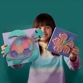img 1 attached to Craft-tastic DIY String Art – Craft Kit for Kids – All-Inclusive for 2 Engaging Arts & Crafts Projects – Includes Sparkly Sea Turtle & Hibiscus Flower Patterns