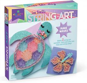 img 4 attached to Craft-tastic DIY String Art – Набор для детей – Все включено для 2 увлекательных проектов рукоделия – Включает в себя блестящие узоры морской черепахи и гибискуса.