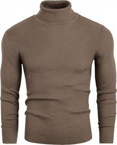 img 4 attached to Сохраняйте стиль и тепло с мужским приталенным свитером с высоким воротником VILOVE