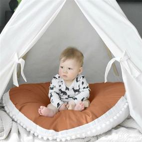 img 2 attached to 🛋️ Comfy Brown Circle Floor Pillow for Kids: Nursery Canopy, Playroom, Reading Nook, and More!