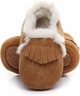 hongteya baby moccasins with fleece fur lining, rubber soles, and leather upper - warm snow boots for boy and girl infants logo