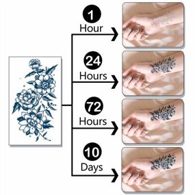 img 2 attached to 18 Sheets Waterproof Semi-Permanent Temporary Tattoos - Rose Peony Snake Moon Butterfly Fake Stickers For Women Girls Kids