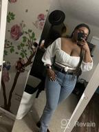 img 1 attached to LYANER Women'S Cute Off Shoulder Long Sleeve Self Tie Knot Crop Tube Top Blouse review by Olusola Reid