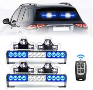 🚨 2 in 1 first responder emergency strobe lights bar: blue and white 23 flash patterns for firefighters, police, fire vehicles, trucks - 12.8 inch wireless remote control safety warning lights logo