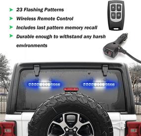 img 3 attached to 🚨 2 in 1 First Responder Emergency Strobe Lights Bar: Blue and White 23 Flash Patterns for Firefighters, Police, Fire Vehicles, Trucks - 12.8 inch Wireless Remote Control Safety Warning Lights