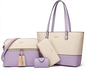 img 4 attached to 👜 4pcs Set of Women's Fashion Handbags Wallet Tote Bag Shoulder Bag Top Handle Satchel Purse