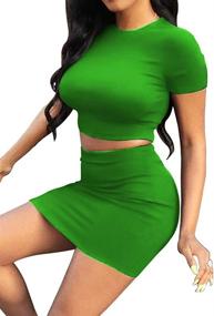 img 2 attached to SINRGAN Womens Casual Sleeve Bodycon Women's Clothing : Skirts