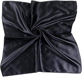 img 1 attached to TopTie Silky Neckerchief Square Golden Women's Accessories and Scarves & Wraps