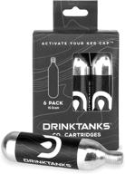 food grade co2 cartridges for dispensing beer, kombucha, seltzer & cocktails - 6 pack of non-lubricated 16 gram accessories for drinktanks growlers and kegs logo