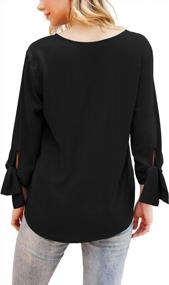 img 1 attached to Effortlessly Chic: LILBETTER Women'S Casual Tie Sleeve Chiffon Blouses With V Neckline