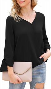img 2 attached to Effortlessly Chic: LILBETTER Women'S Casual Tie Sleeve Chiffon Blouses With V Neckline