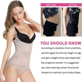 img 2 attached to SLIMBELLE Open Bust Full Body Shaper Bodysuit For Dresses - Firm Tummy Control Seamless Shapewear
