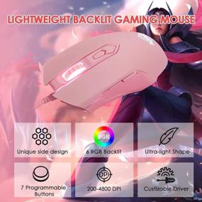 img 2 attached to Розовая легкая игровая мышь с RGB-подсветкой - программируемые 7 кнопок, эргономичная USB-мышь со светодиодной подсветкой, геймерская мышь, компьютер, ноутбук, ПК (обновлено)