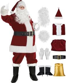 img 3 attached to Men'S Burgundy Santa Claus Costume For Christmas - Adult Santa Suit Outfit