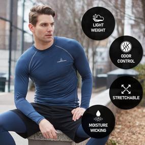 img 2 attached to Мужская компрессионная рубашка с длинным рукавом для повышения производительности для бега и тренировок - влагоотводящая прохладная сухая спортивная рубашка для тренировок