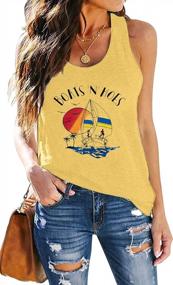 img 4 attached to Women'S Vintage Tank Top Letter Print Vacation Shirt Vest Summer Casual Graphic Sleeveless Racerback T-Shirt