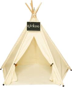 img 4 attached to 🏕️ WUKOO Little Dove Pet Teepee Tent & Houses for Small Dogs or Cats Bed - Portable Puppy Sweet Bed Indoor Outdoor 24 Inch Washable Mini Tents for Pets (No Cushion) - Improved SEO