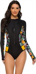 img 2 attached to Women'S Long Sleeve UPF 50+ Athletic Training One Piece Swimsuit Surfing Bathing Suit.