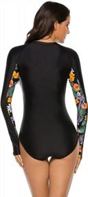 img 3 attached to Women'S Long Sleeve UPF 50+ Athletic Training One Piece Swimsuit Surfing Bathing Suit.