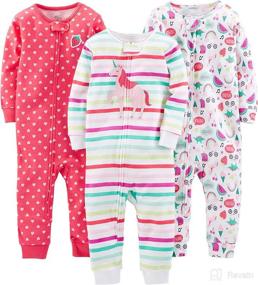 img 1 attached to 👚 Affordable and Adorable: Simple Joys by Carter's Snug-Fit Footless Cotton Pajamas for Toddlers and Baby Girls (Pack of 3)