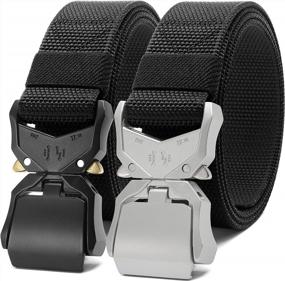 img 4 attached to CHAOREN Tactical Work Belt: Heavy Duty Web Belts For Men With Adjustable Waist (2 Pack) - Perfect For Casual And Military Use