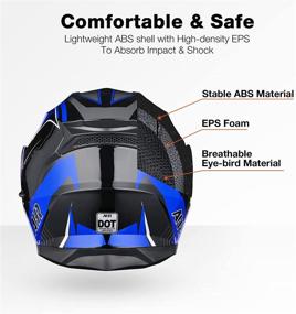 img 1 attached to 🏍️ AHR Motorcycle Dual Visor Modular Flip up Full Face Helmet DOT Approved - AHR Helmet RUN-M3 for Adult Motorbike Street Bike Moped Racing (Black and Blue, Size Small)