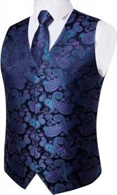 img 1 attached to DiBanGu Men'S Paisley Suit Vest Set With Necktie, Pocket Square, And Cufflinks For Tuxedo