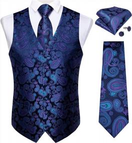 img 4 attached to DiBanGu Men'S Paisley Suit Vest Set With Necktie, Pocket Square, And Cufflinks For Tuxedo