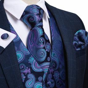 img 3 attached to DiBanGu Men'S Paisley Suit Vest Set With Necktie, Pocket Square, And Cufflinks For Tuxedo