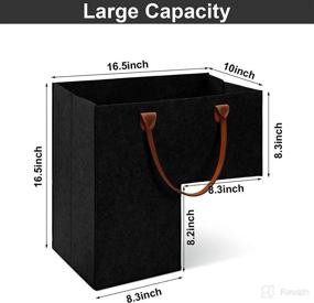 img 3 attached to 🧺 Black Stair Basket with Leather Handles - Internal Support for 16 Inch Carpeted Stairs Organizer and Wooden Storage - Felt Step Collapsible Decor