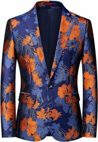 img 4 attached to Men'S Jacquard Flower Blazer Stylish Casual Slim Fit Jacket Coat
